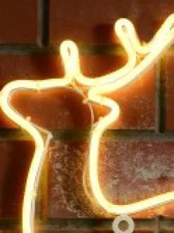 Christmas Warehouse Yellow Prancing Reindeer Neon Flex Rope Light Silhouette - 44Cm><noscript><img width=